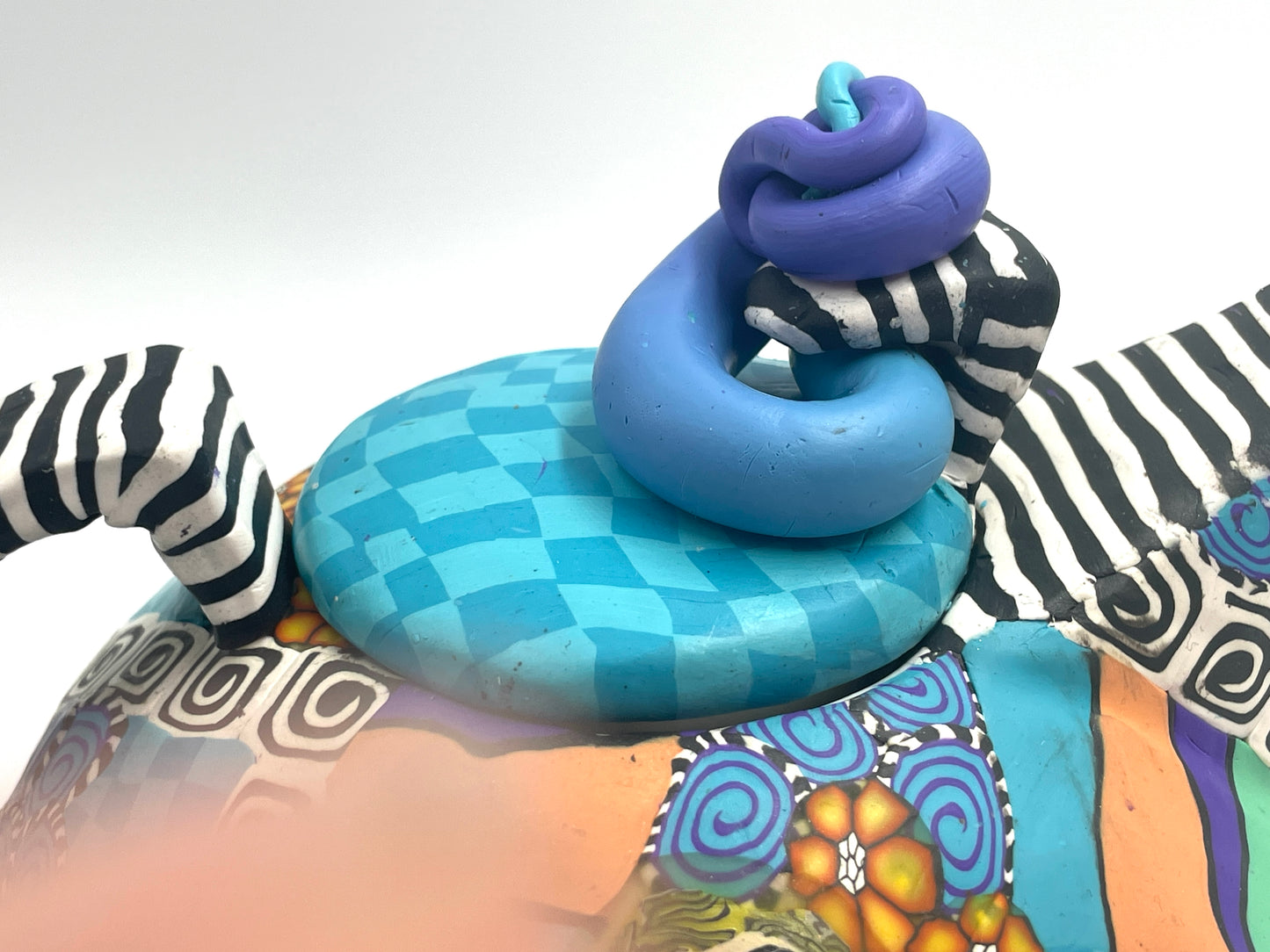 Whimsical polymer clay teapot