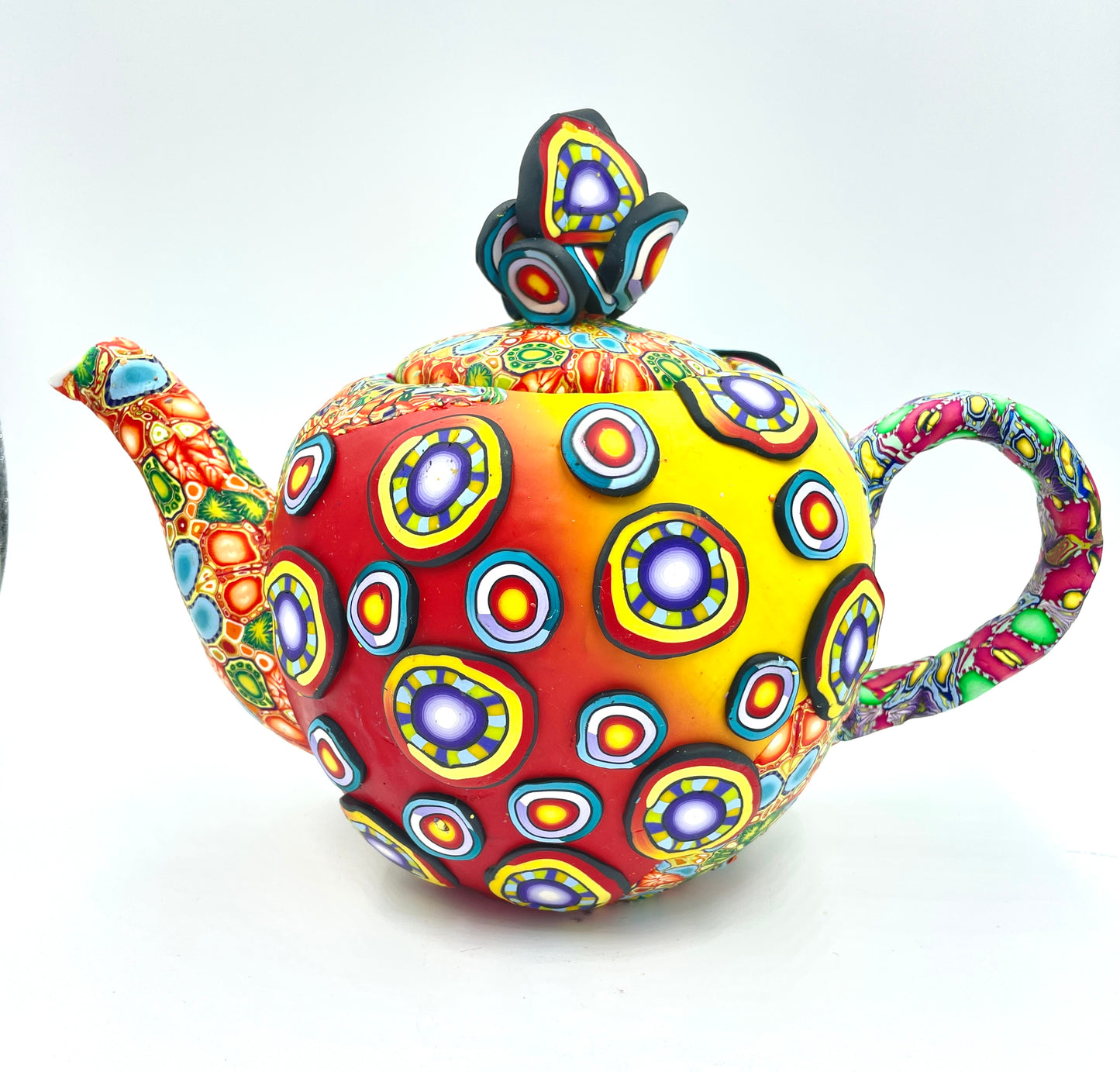 Whimsical polymer clay tea pot