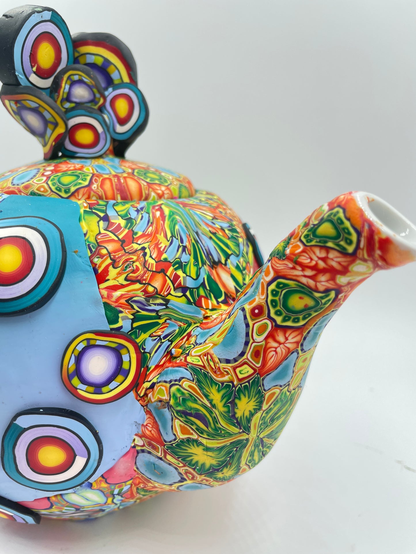 Whimsical polymer clay tea pot