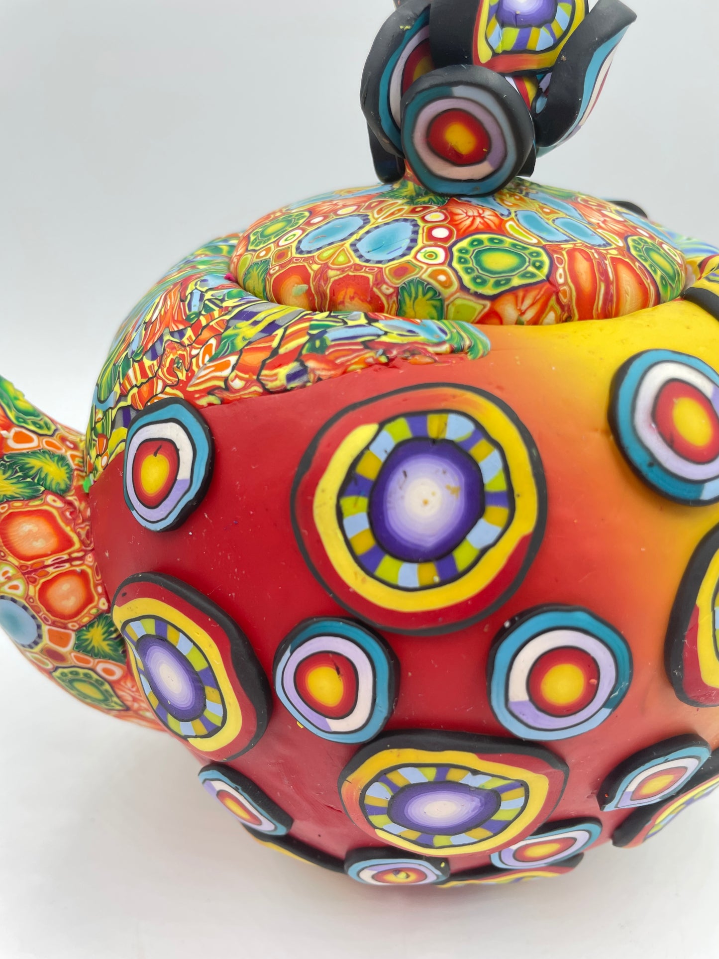 Whimsical polymer clay tea pot