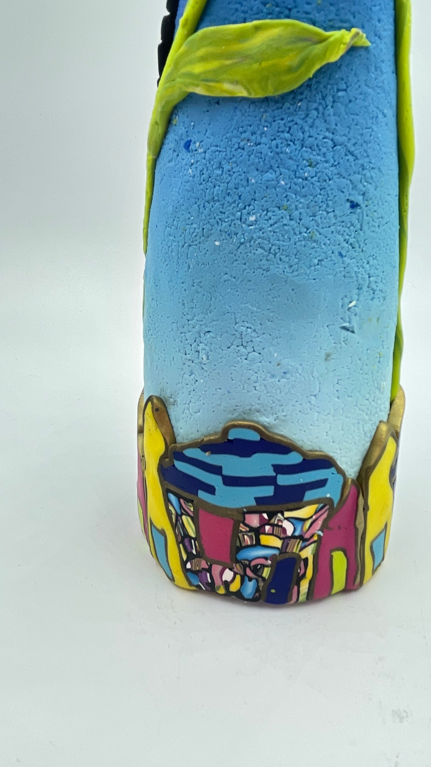 Tall polymer clay covered ceramic vase