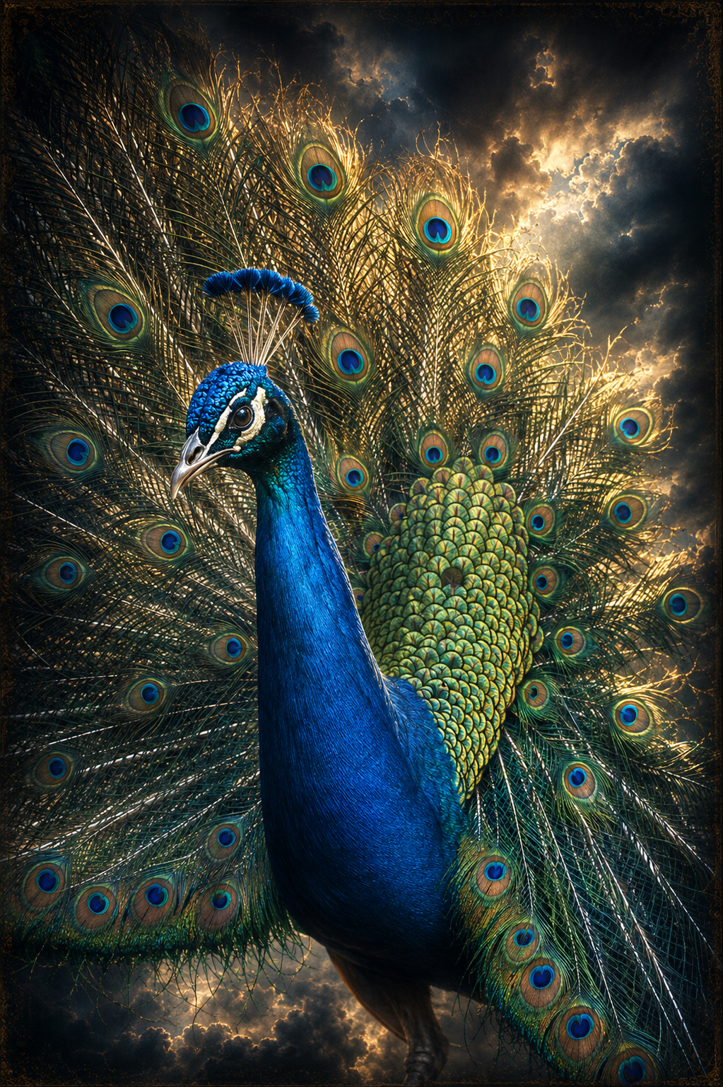 Peacock in Dramatic Light | Fine Art Photography Notecards in Keepsake box