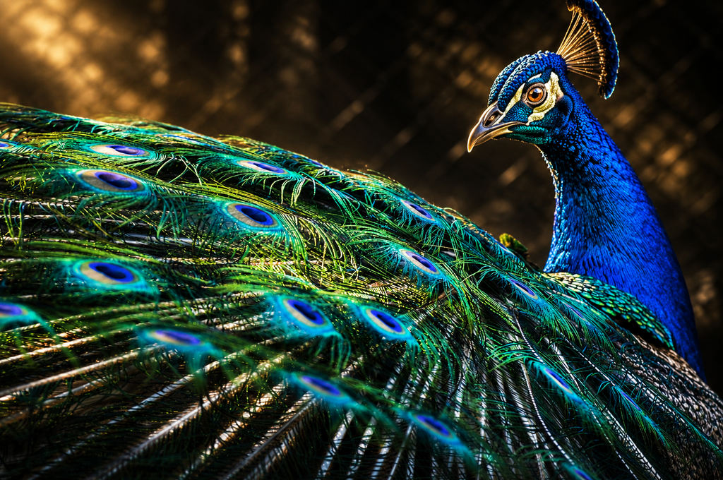 Peacock in Dramatic Light | Fine Art Photography Notecards in Keepsake box