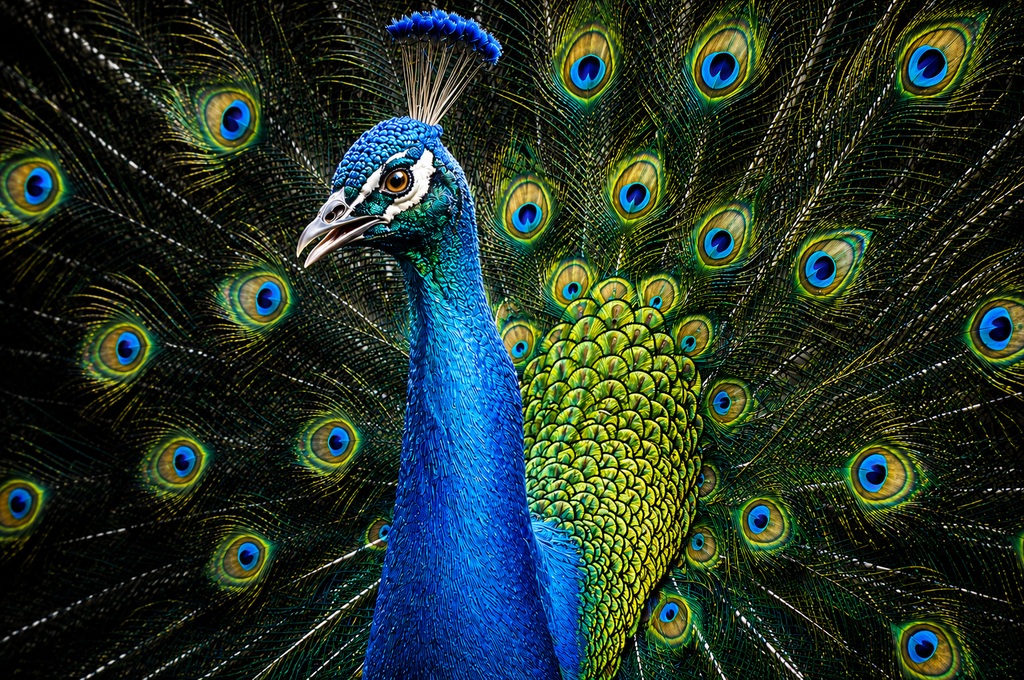 Peacock in Dramatic Light | Fine Art Photography Notecards in Keepsake box