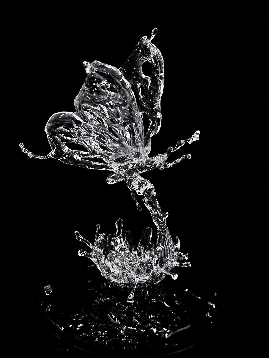Butterfly resin splash sculpture