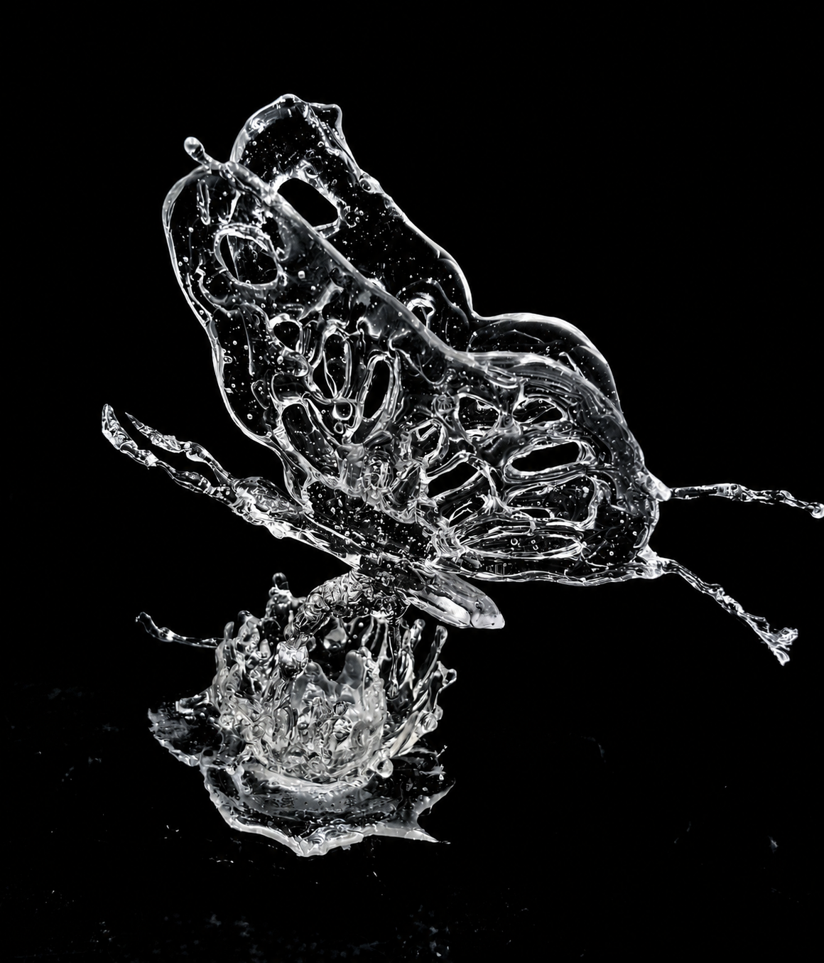 Butterfly resin splash sculpture