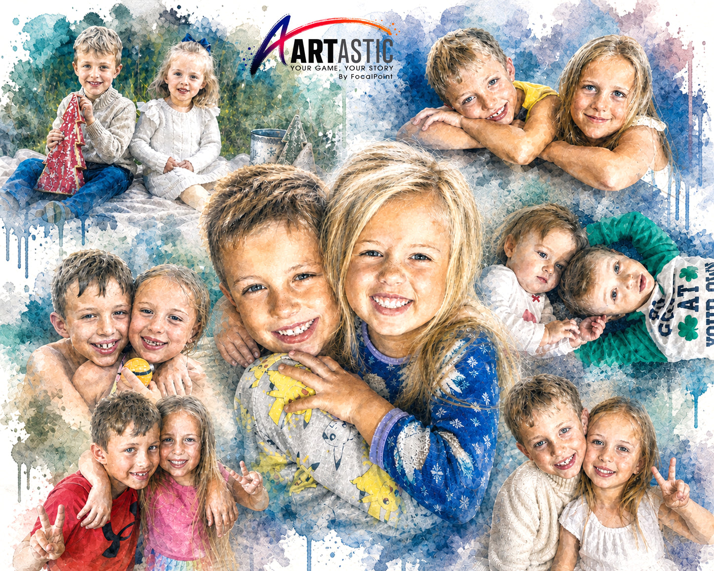 Artastic by FocalPoint Custom Family Portrait – Composite Art from Memories, Pastel or Charcoal Style