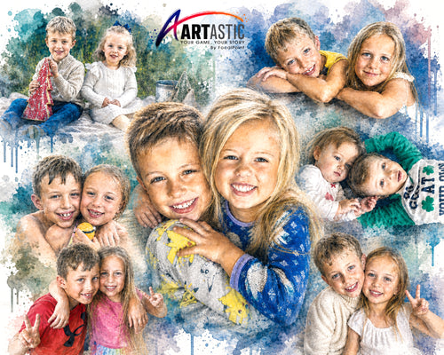 Artastic by FocalPoint Custom Family Portrait – Composite Art from Memories, Pastel or Charcoal Style