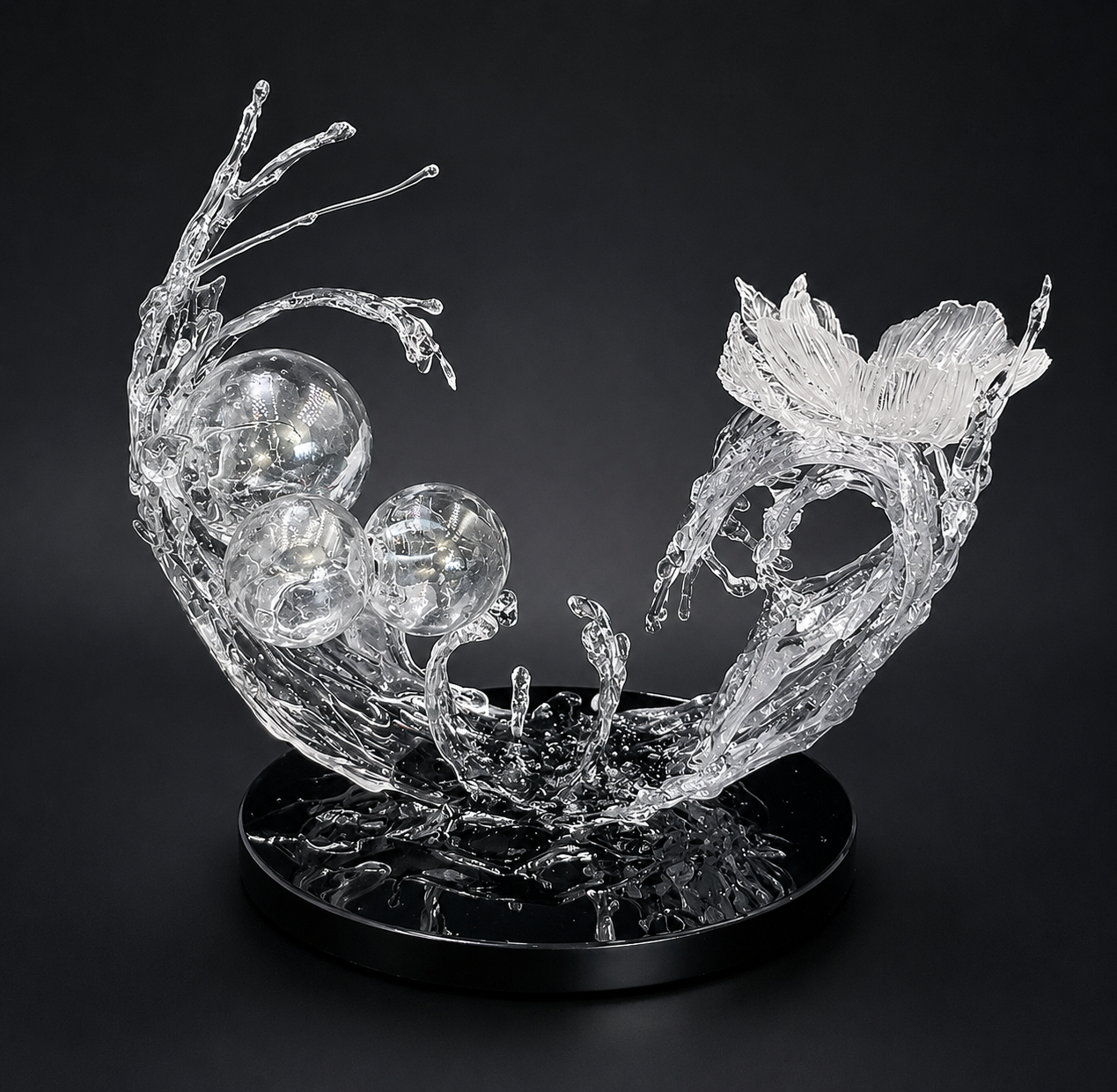 Resin Flower bowl splash sculpture