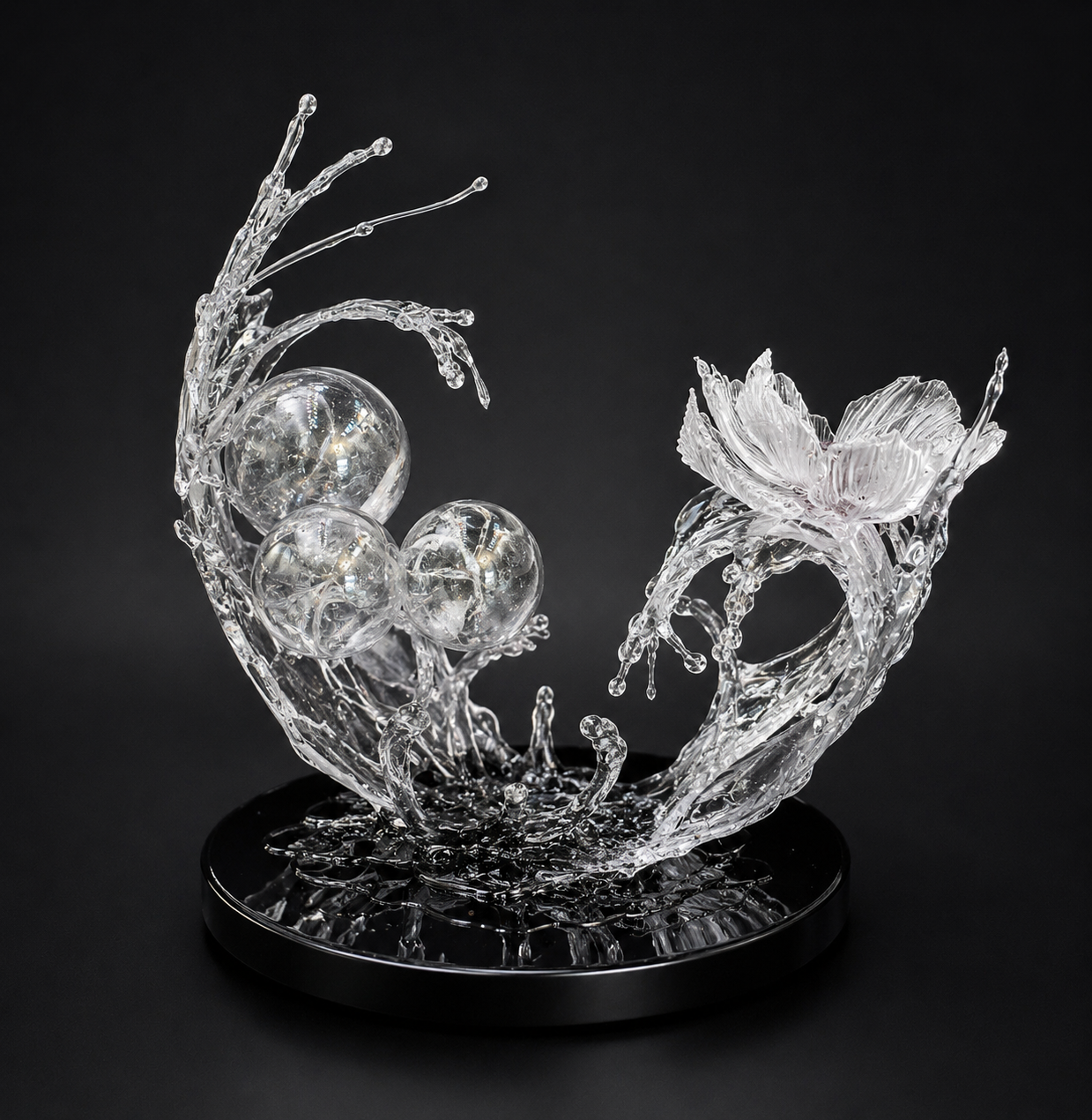 Resin Flower bowl splash sculpture