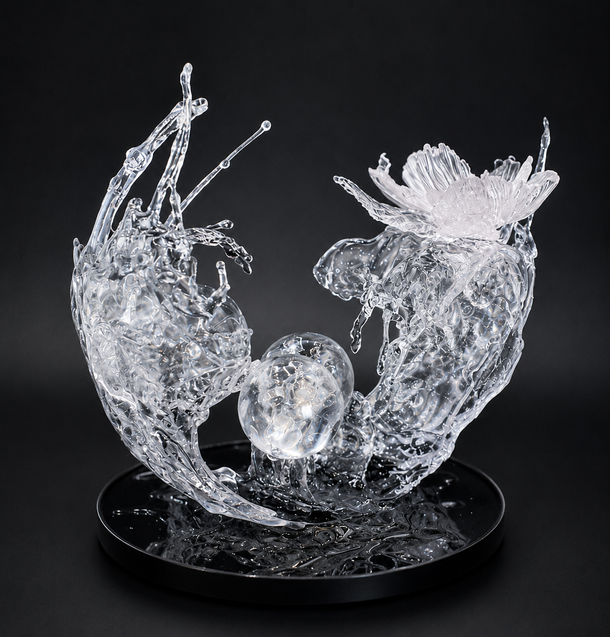 Resin Flower bowl splash sculpture