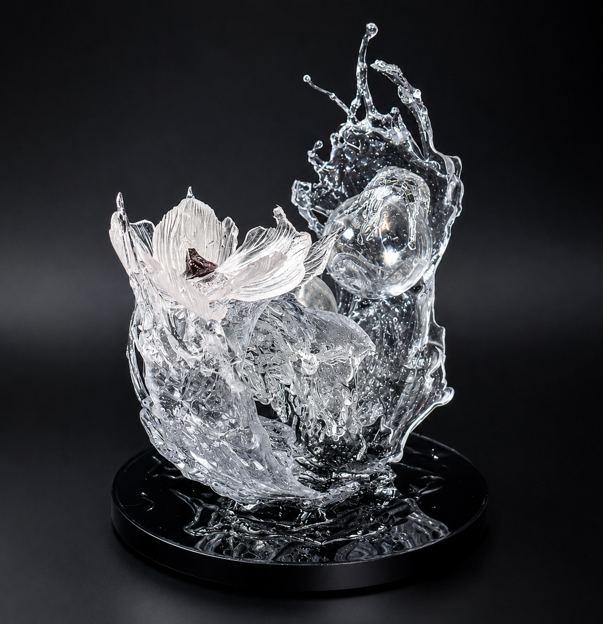 Resin Flower bowl splash sculpture