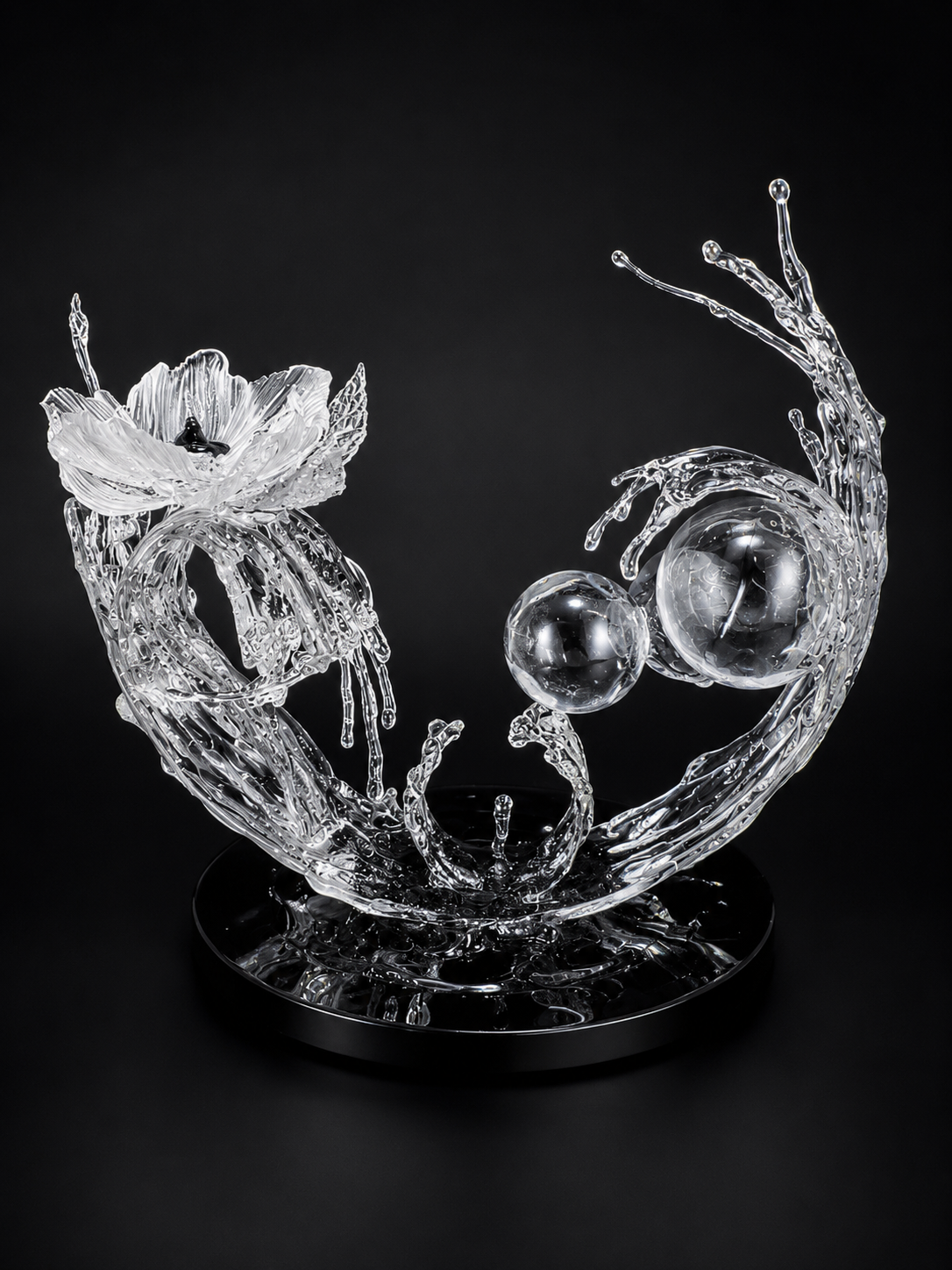Resin Flower bowl splash sculpture