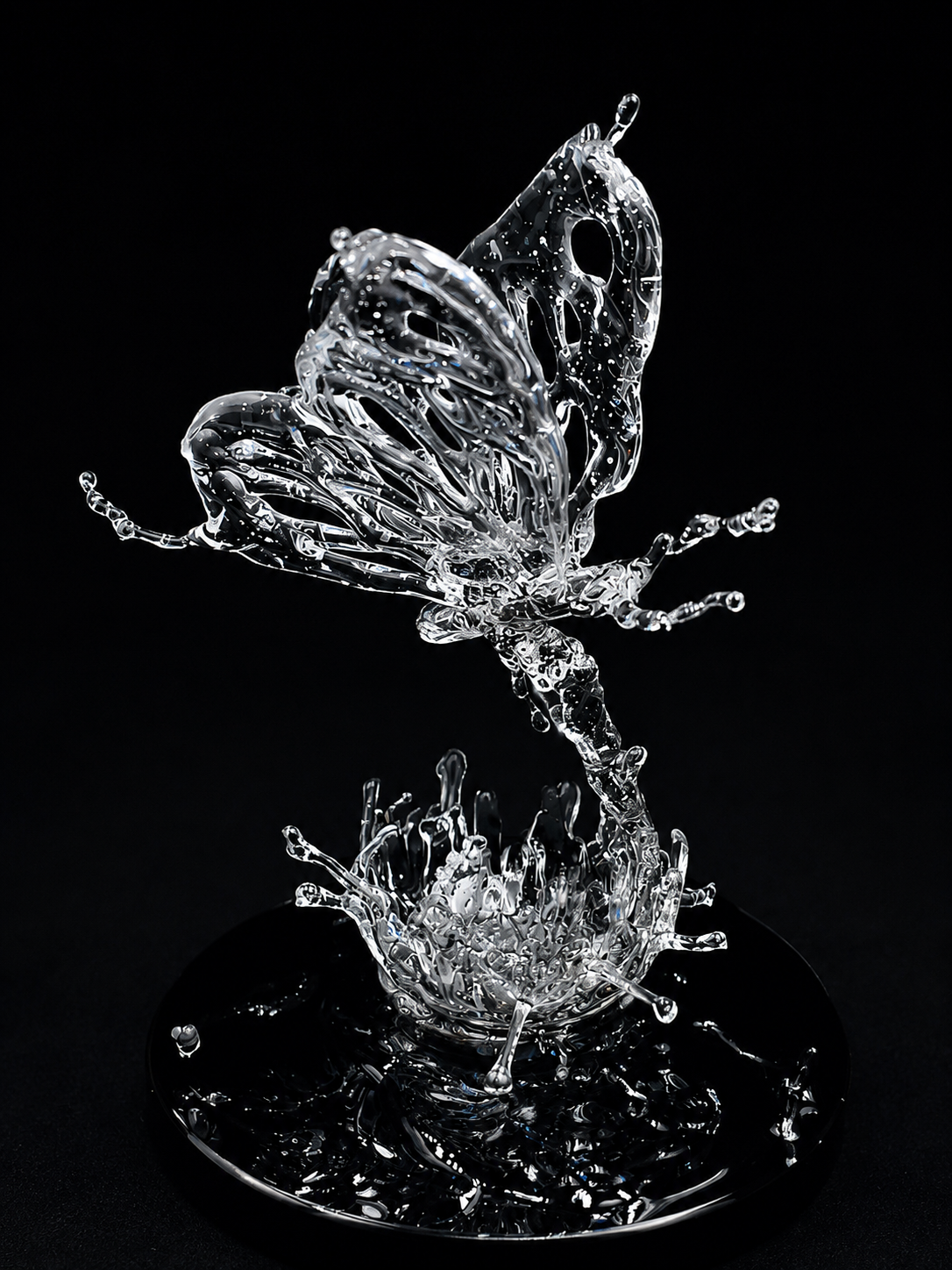 Butterfly resin splash sculpture