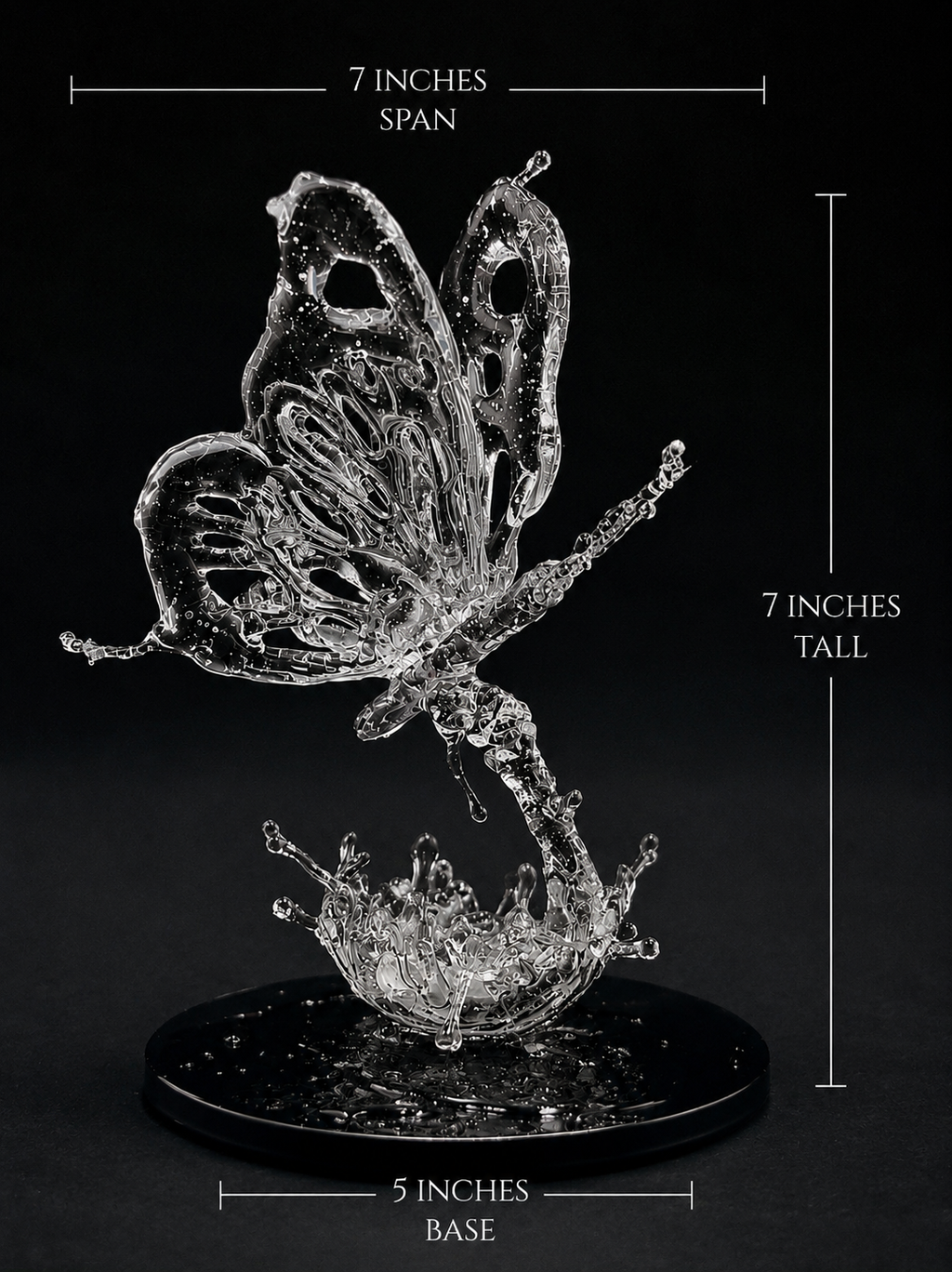 Butterfly resin splash sculpture