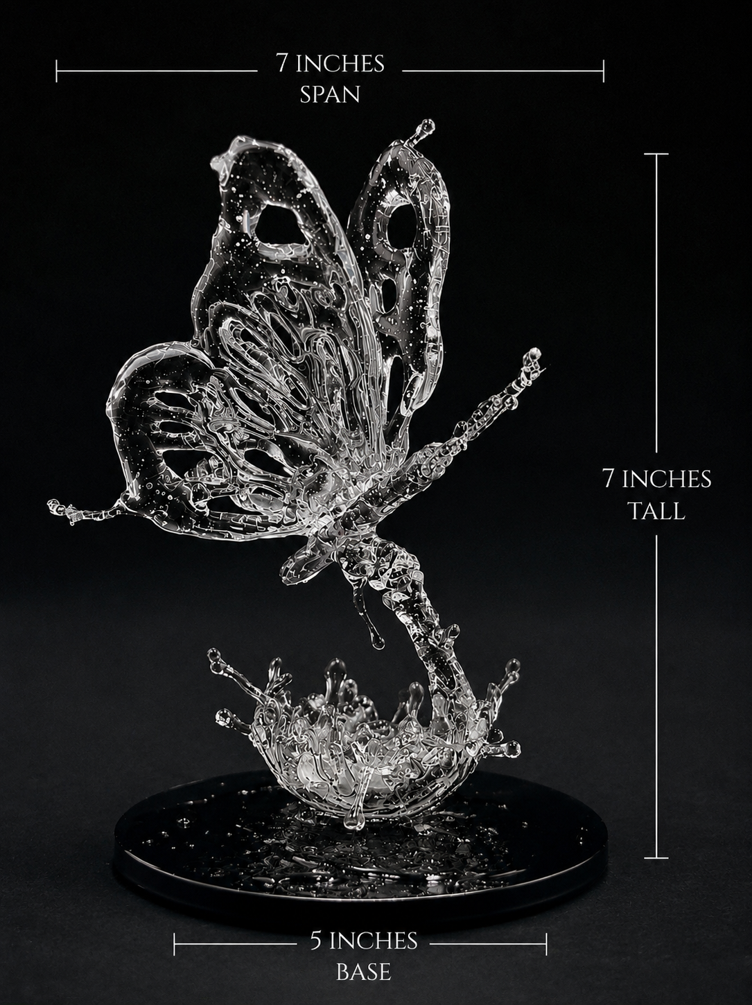 Butterfly resin splash sculpture