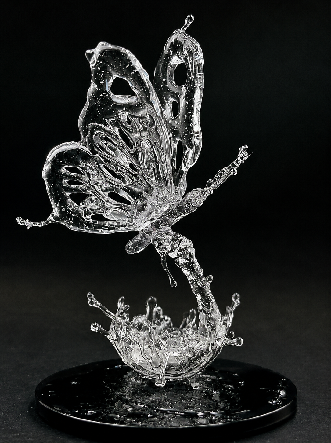 Butterfly resin splash sculpture