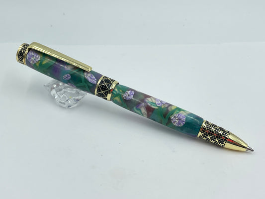 Sculpted Polymer clay covered twist pen