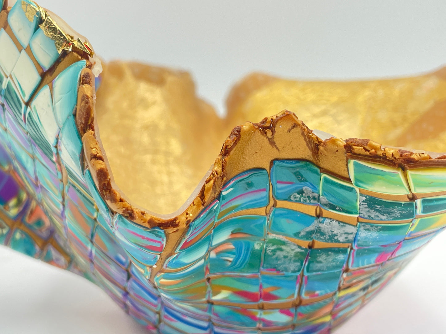 Mosaic style polymer clay bowl