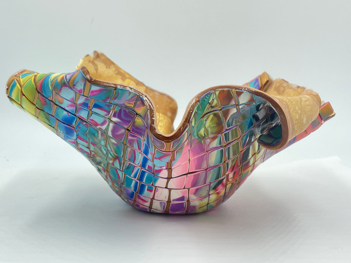 Mosaic style polymer clay bowl