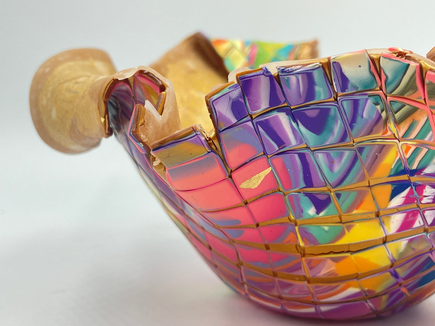 Mosaic style polymer clay bowl