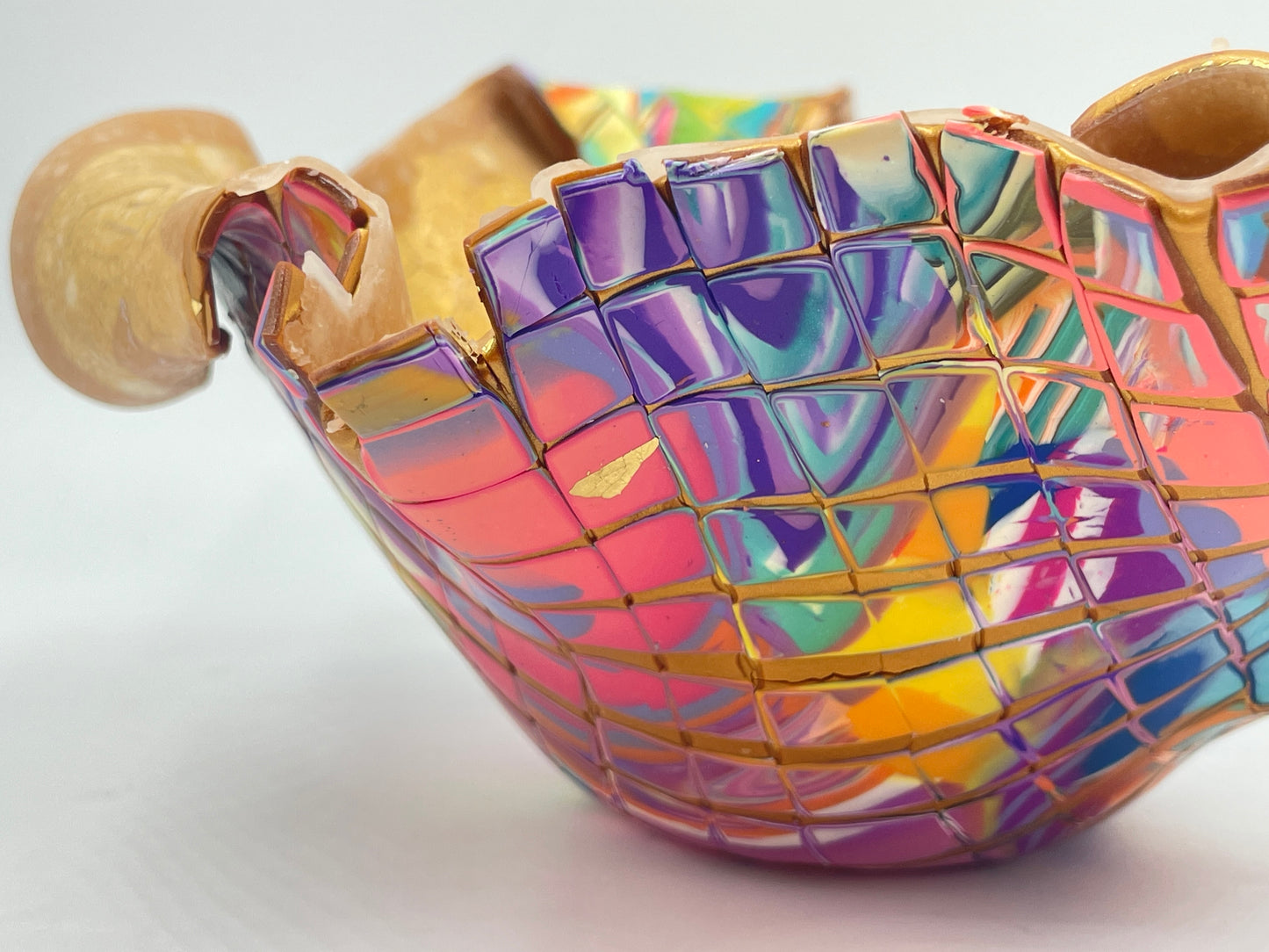 Mosaic style polymer clay bowl