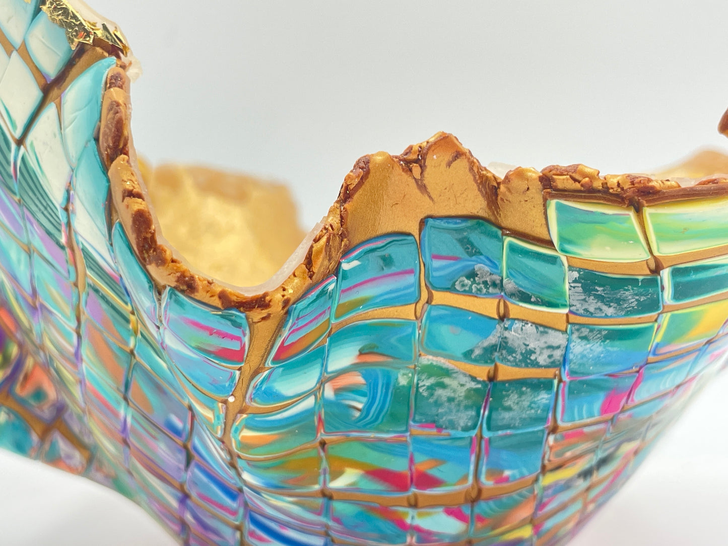 Mosaic style polymer clay bowl