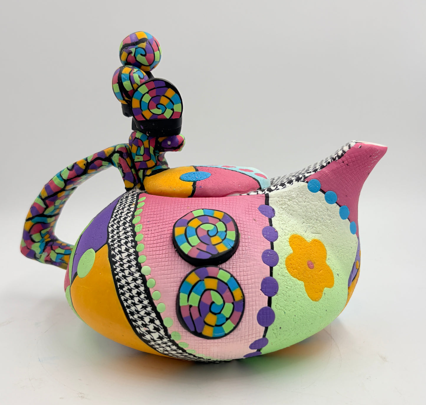 Whimisical Polymer clay covered teapot