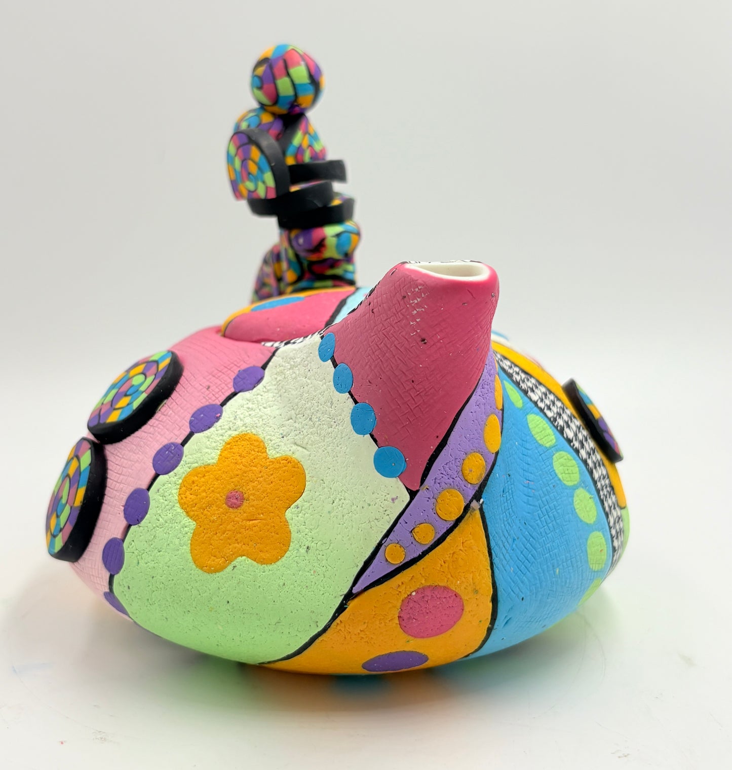 Whimisical Polymer clay covered teapot