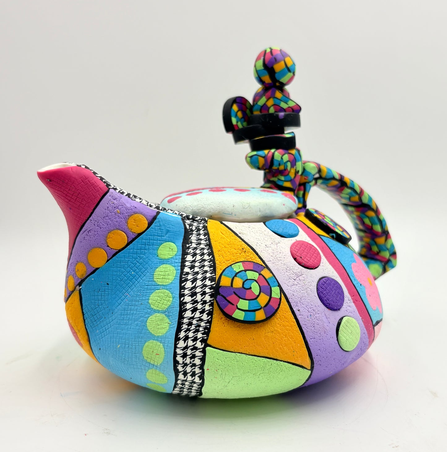 Whimisical Polymer clay covered teapot