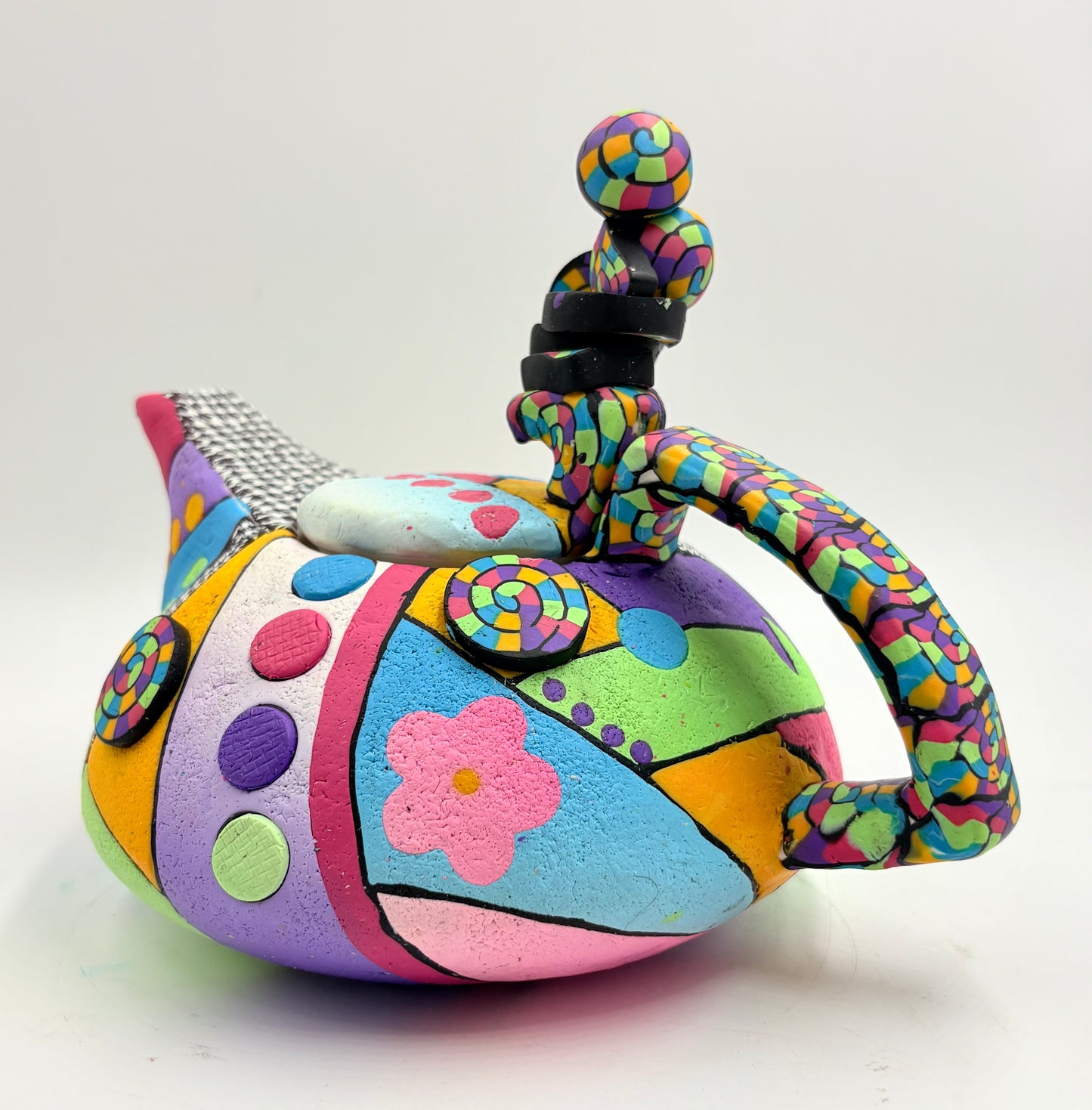 Whimisical Polymer clay covered teapot