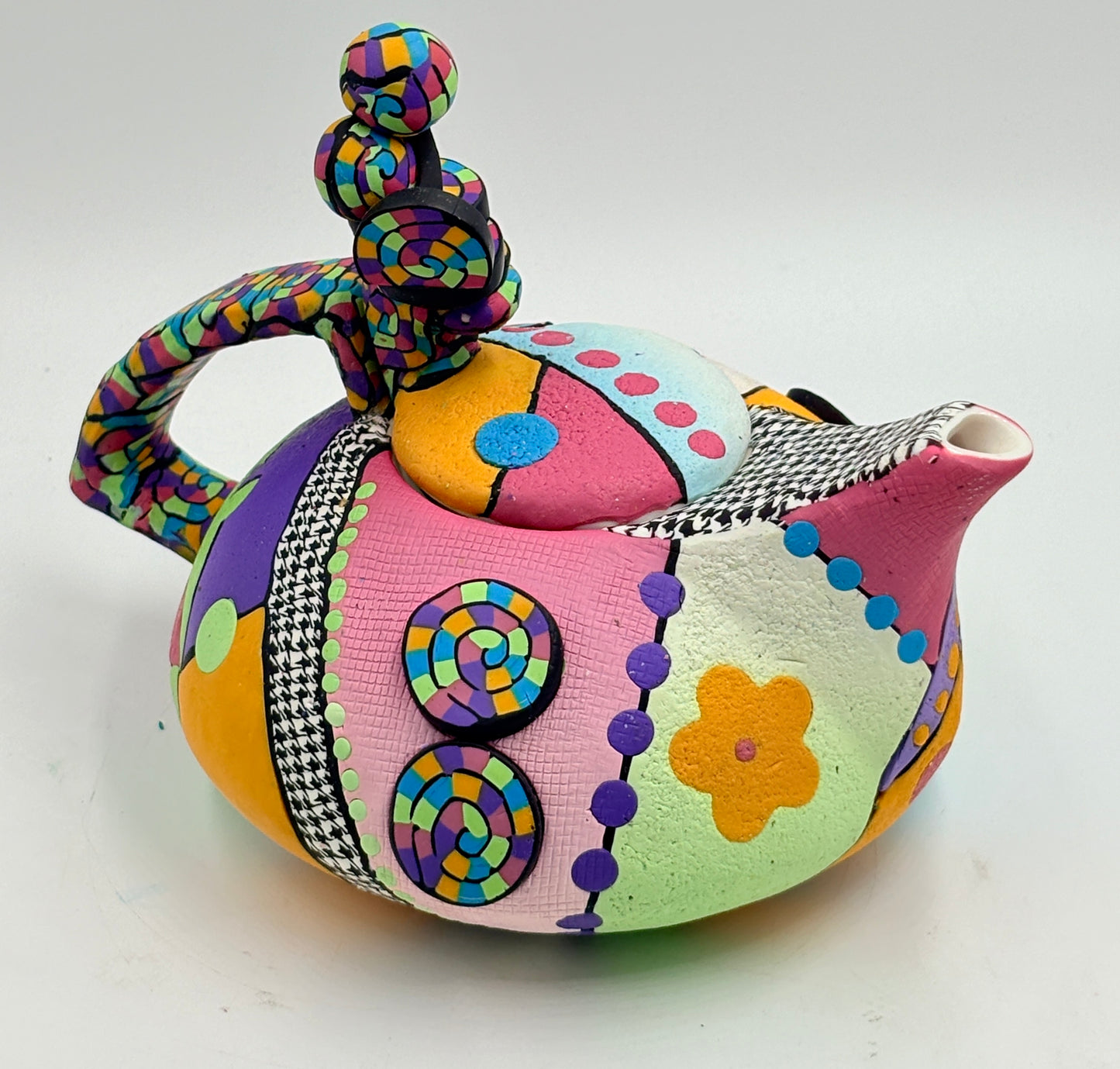 Whimisical Polymer clay covered teapot