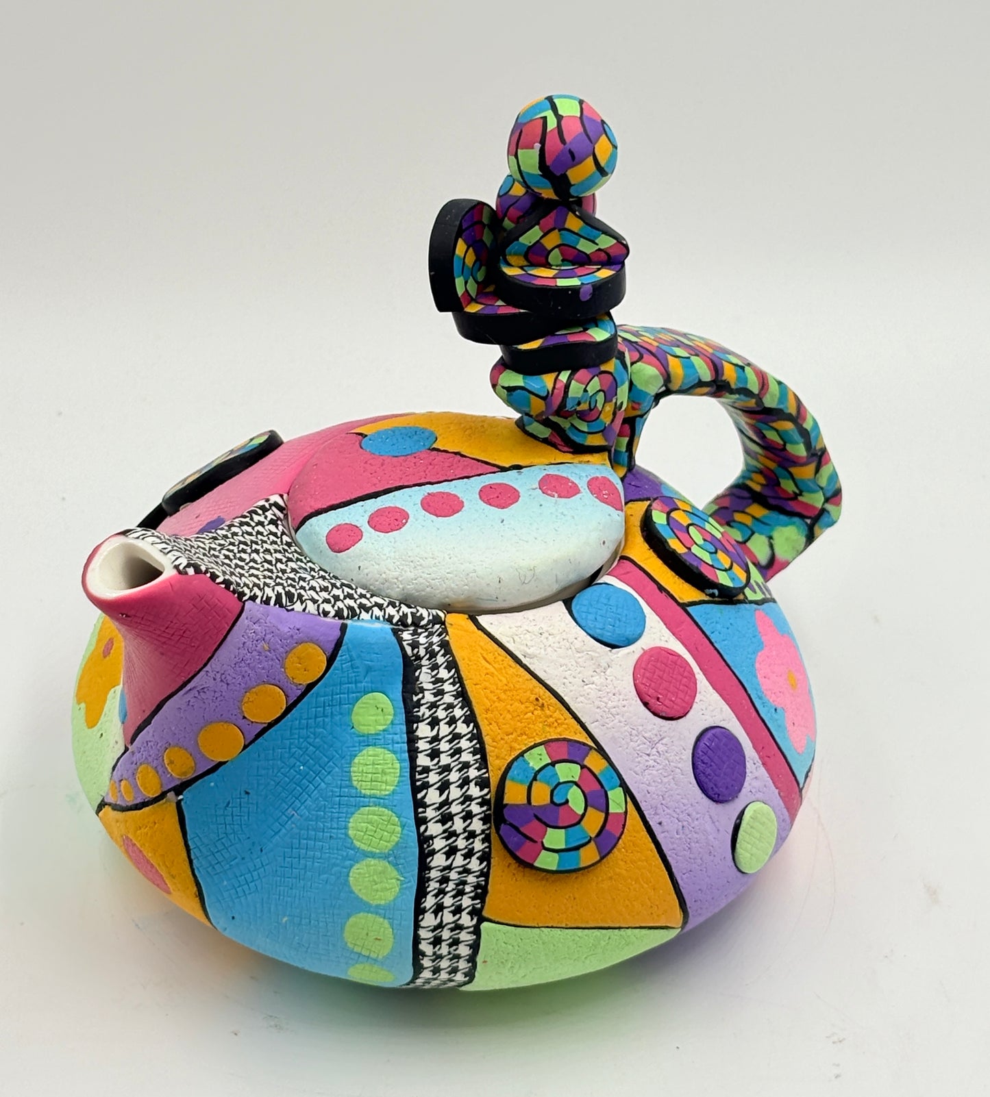 Whimisical Polymer clay covered teapot