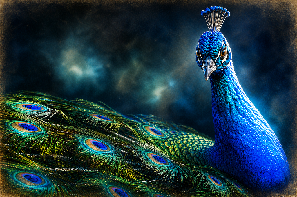 Peacock in Dramatic Light | Fine Art Photography Notecards in Keepsake box