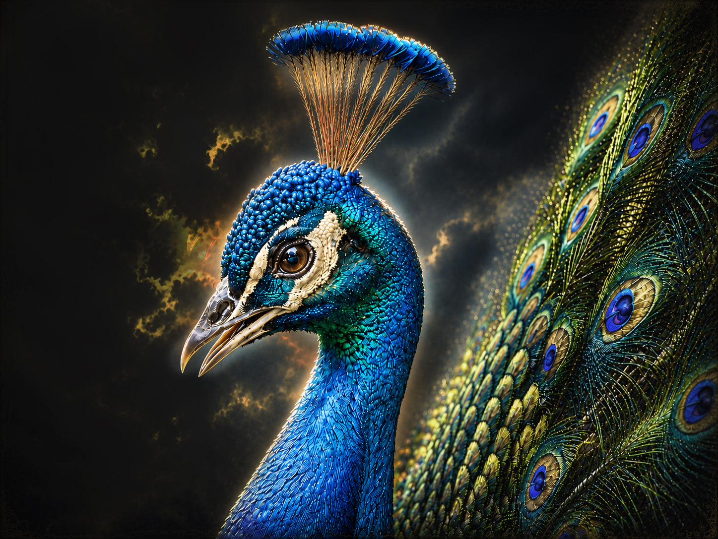 Peacock in Dramatic Light | Fine Art Photography Notecards in Keepsake box