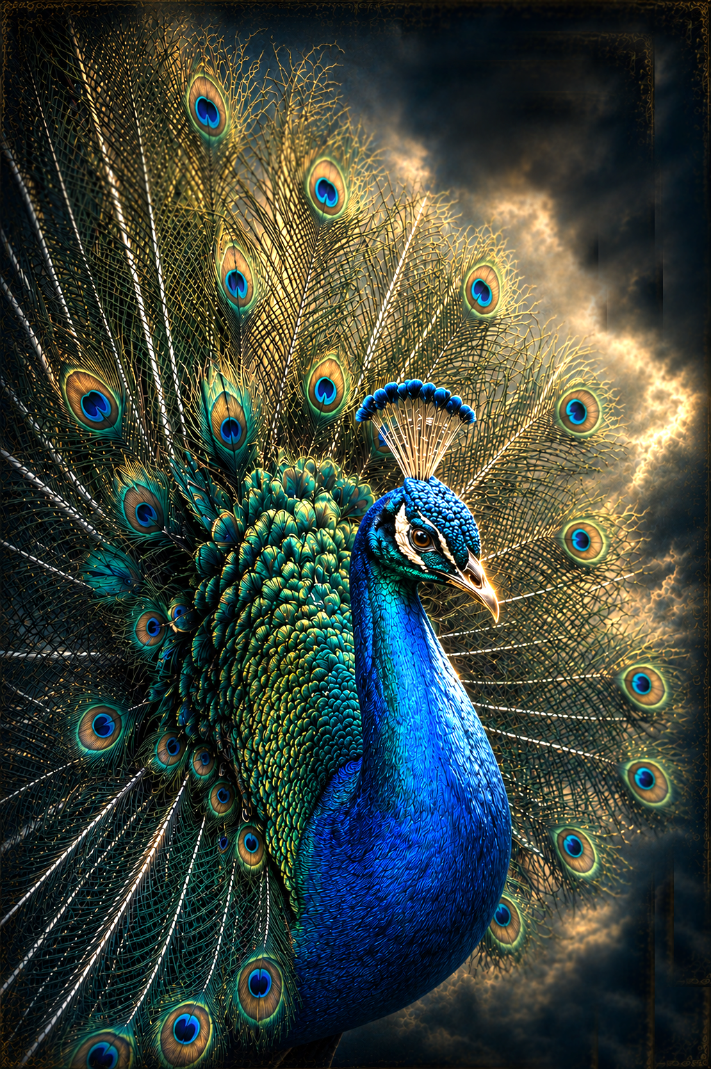 Peacock in Dramatic Light | Fine Art Photography Notecards in Keepsake box