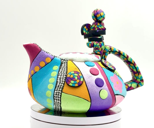 Whimisical Polymer clay covered teapot