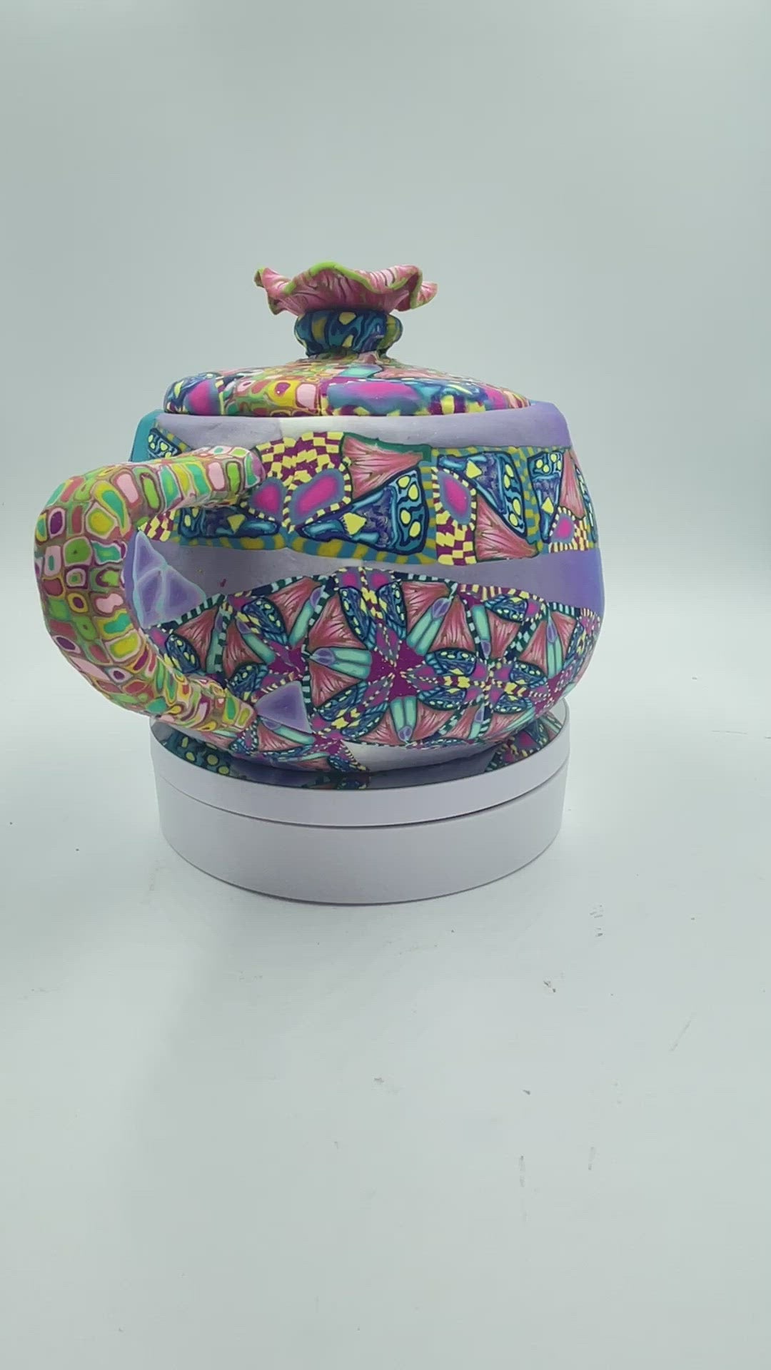 Whimsical polymer clay tea pot
