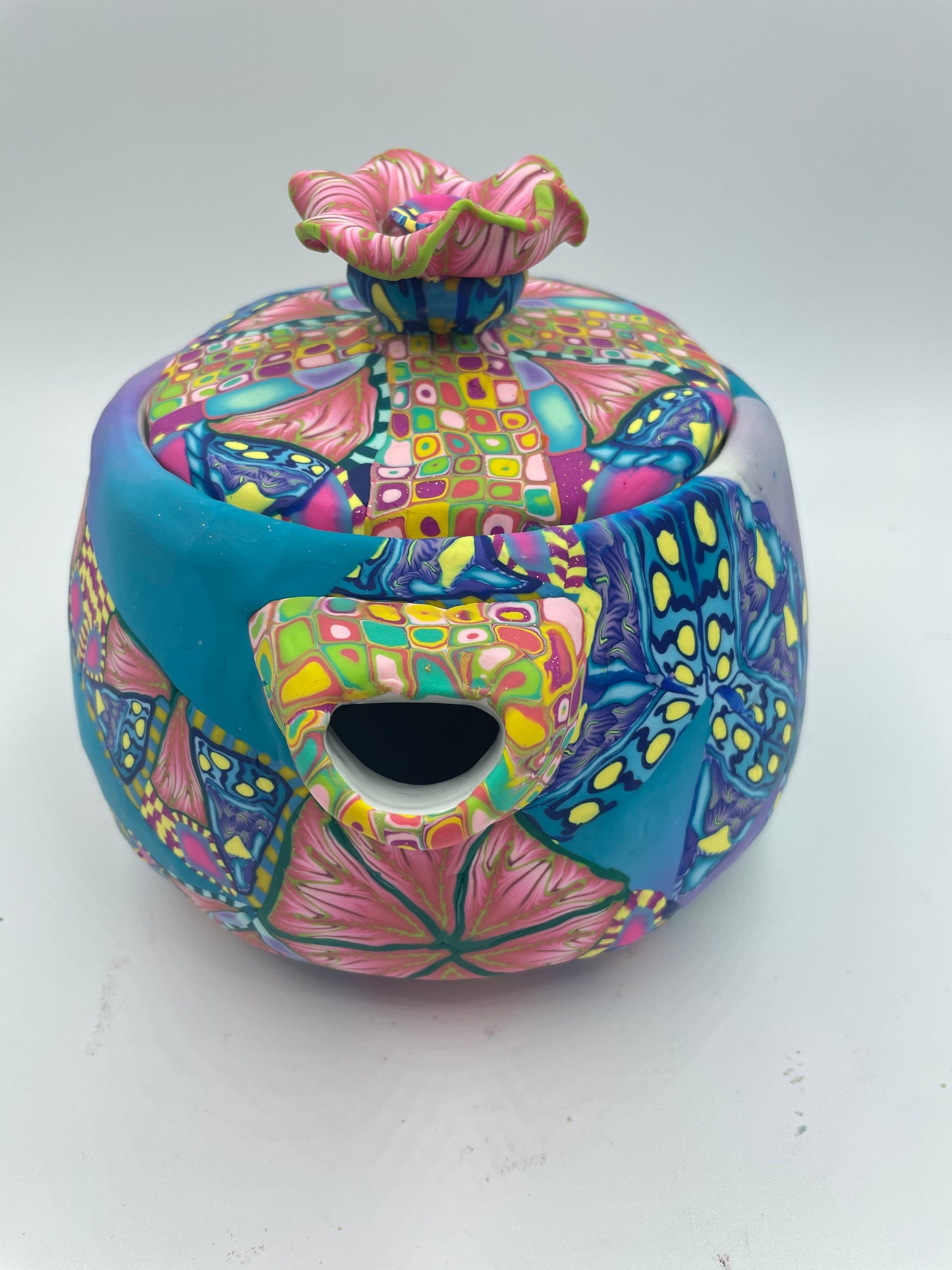 Whimsical polymer clay tea pot