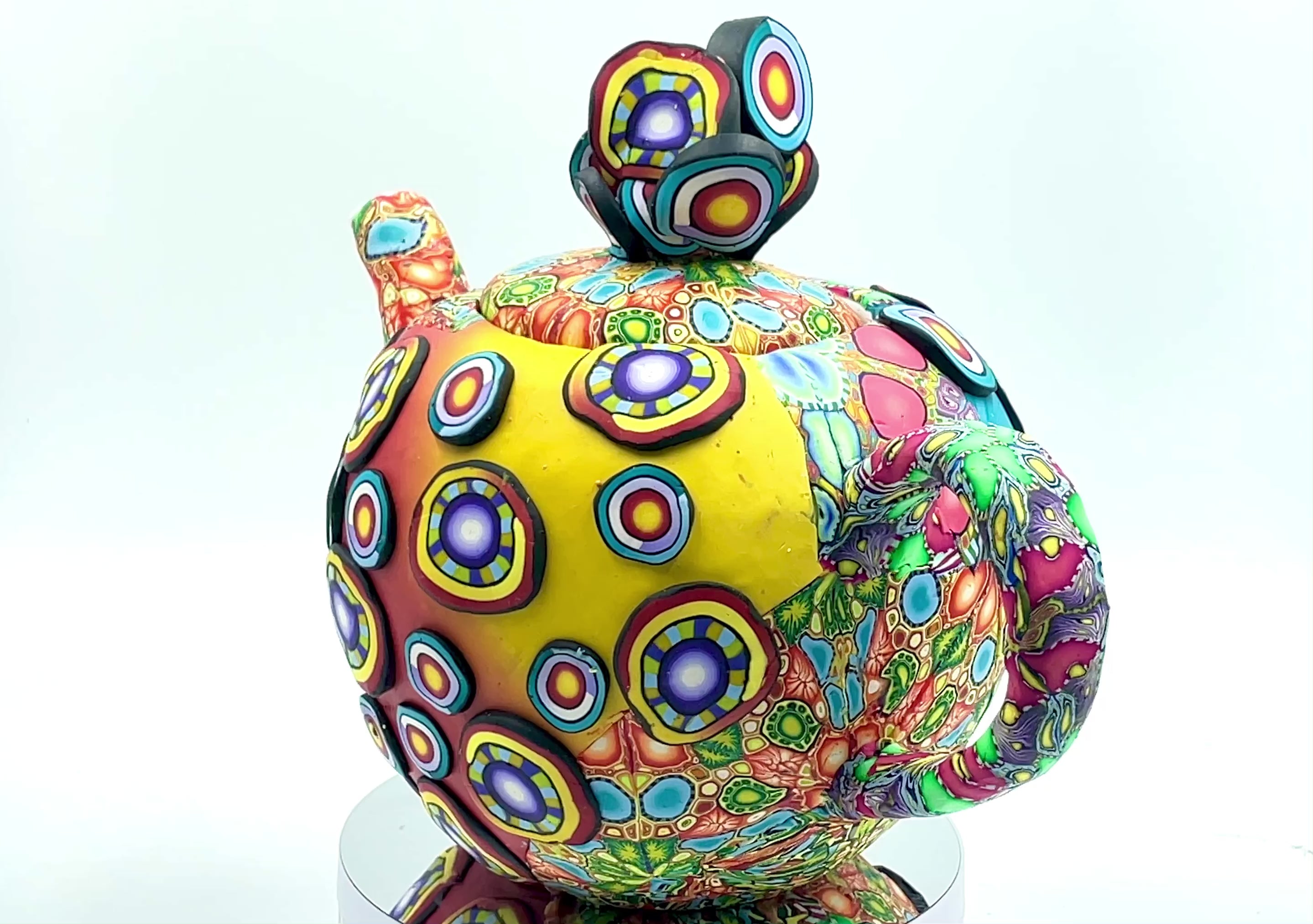 Whimsical polymer clay tea pot