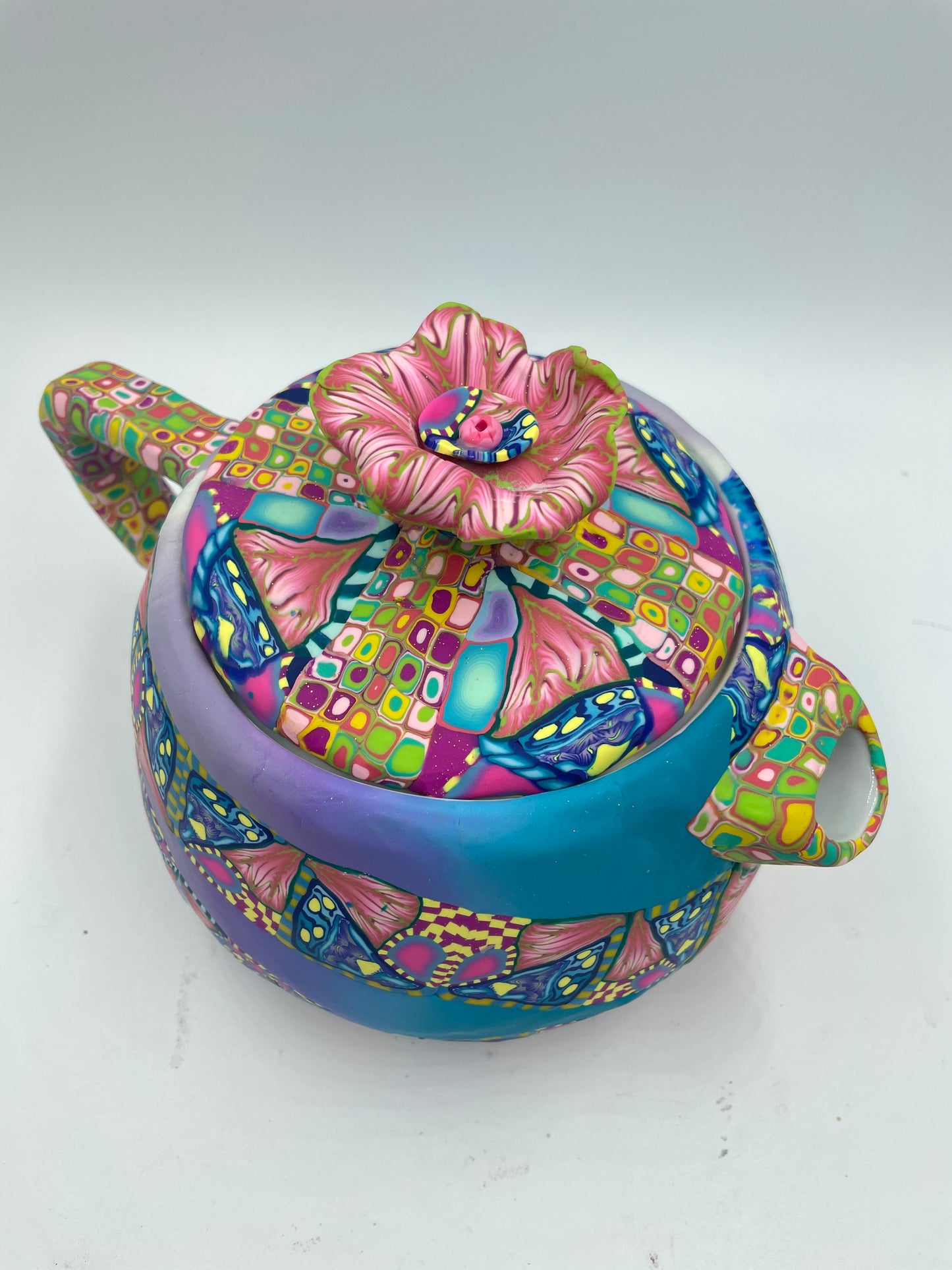 Whimsical polymer clay tea pot