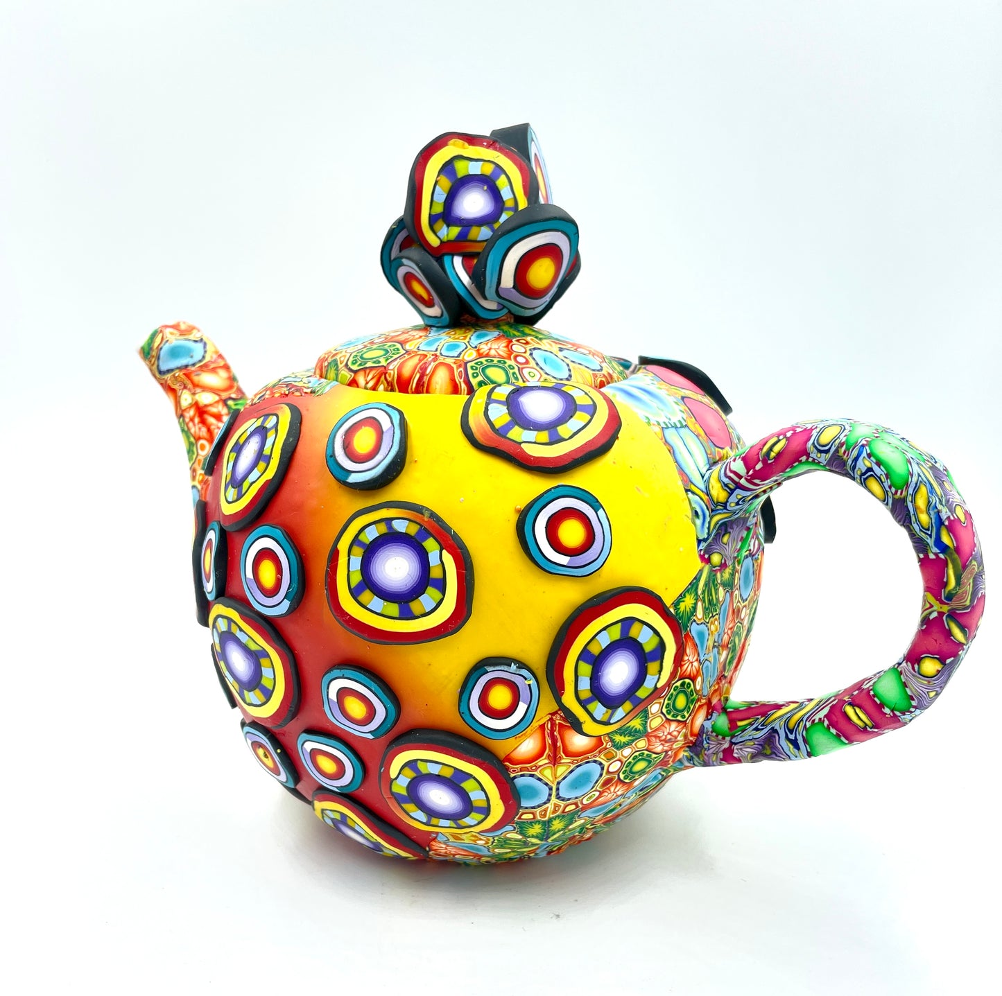 Whimsical polymer clay tea pot