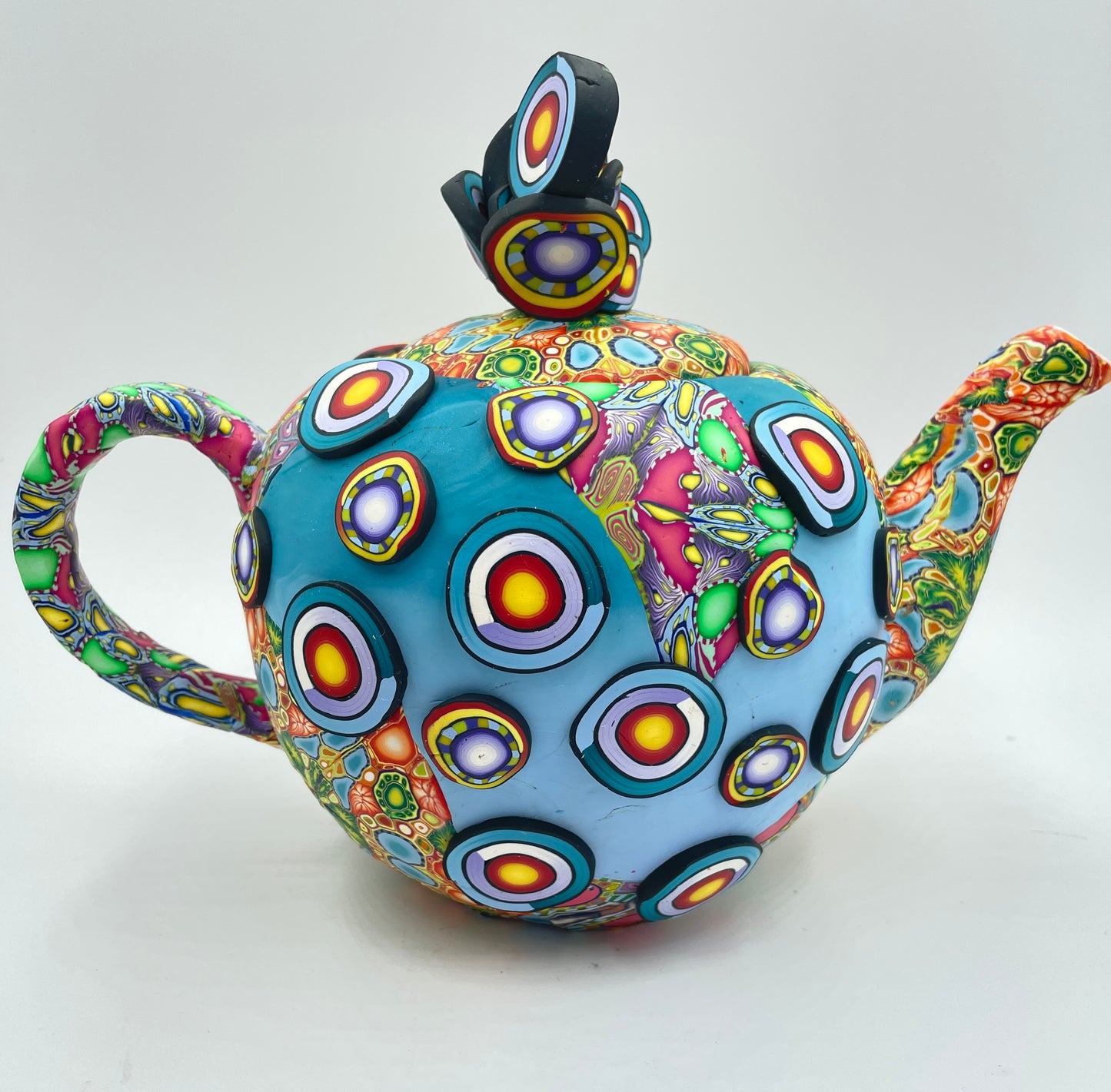 Whimsical polymer clay tea pot