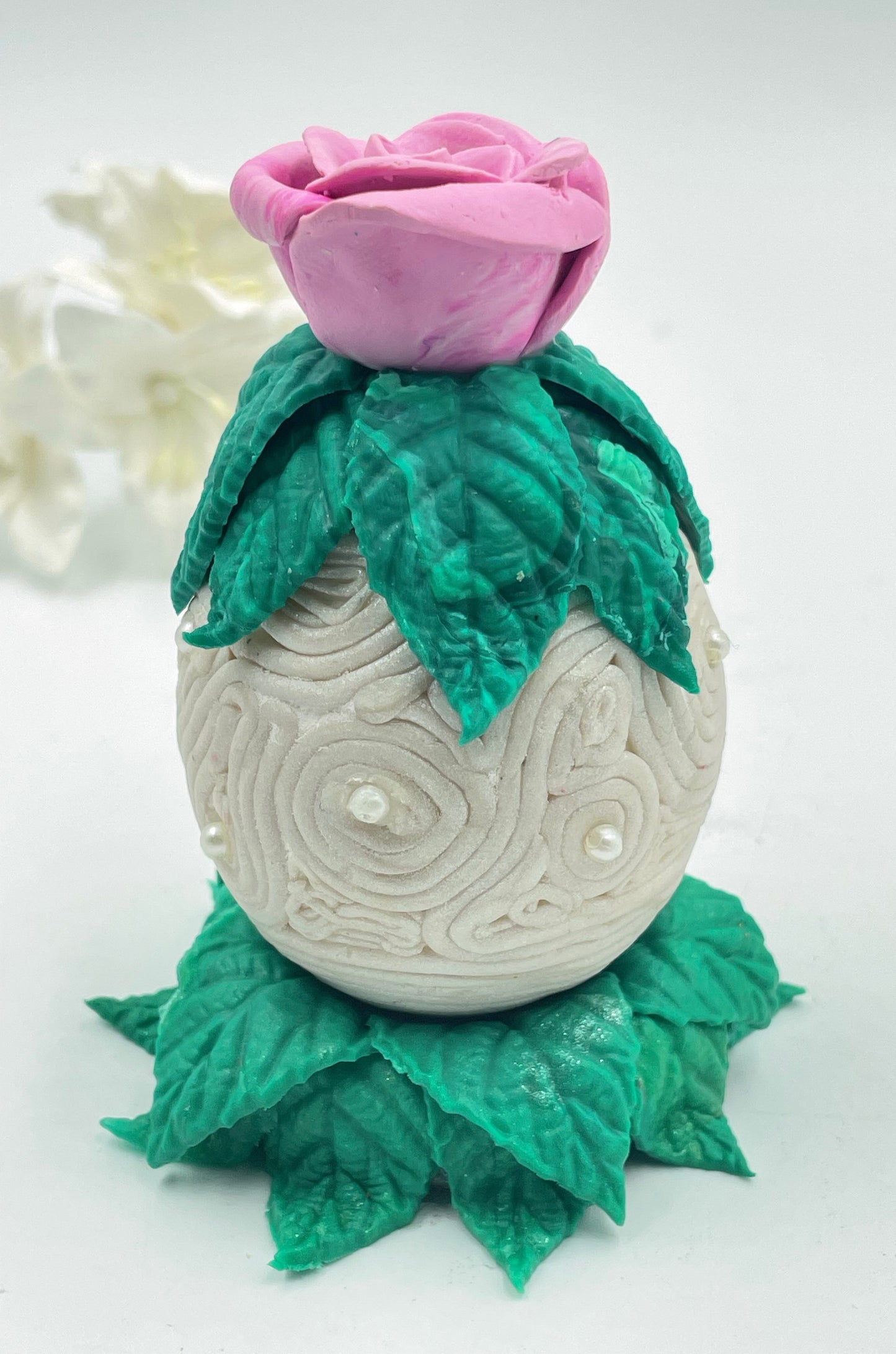 Polymer Clay Egg with Flower